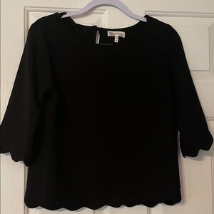 Black Scalloped Blouse